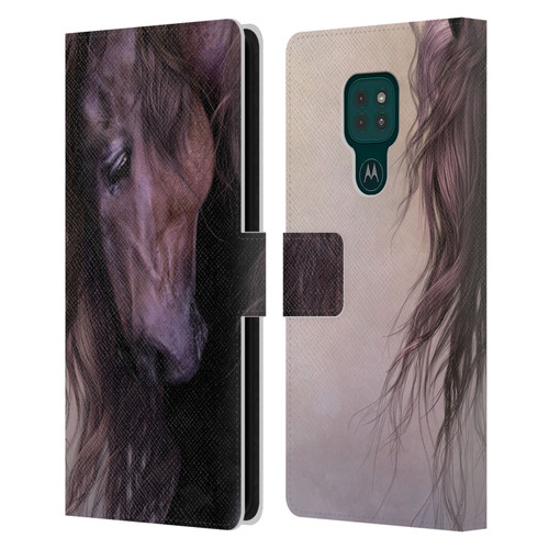 Laurie Prindle Western Stallion Equus Leather Book Wallet Case Cover For Motorola Moto G9 Play