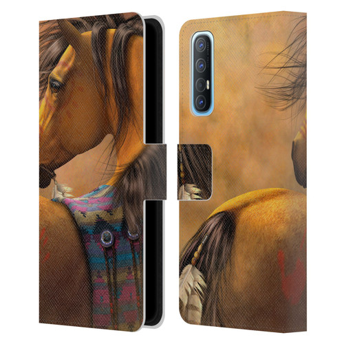 Laurie Prindle Western Stallion Kiowa Gold Leather Book Wallet Case Cover For OPPO Find X2 Neo 5G