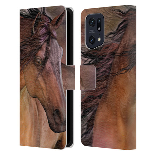 Laurie Prindle Western Stallion Belleze Fiero Leather Book Wallet Case Cover For OPPO Find X5