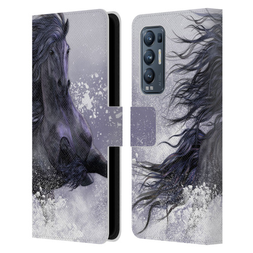 Laurie Prindle Western Stallion Winter Thunder Leather Book Wallet Case Cover For OPPO Find X3 Neo / Reno5 Pro+ 5G