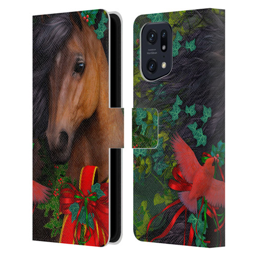 Laurie Prindle Western Stallion A Morgan Christmas Leather Book Wallet Case Cover For OPPO Find X5