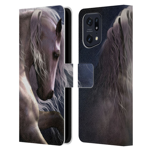 Laurie Prindle Western Stallion Night Silver Ghost II Leather Book Wallet Case Cover For OPPO Find X5
