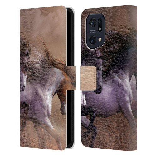 Laurie Prindle Western Stallion Run To Freedom Leather Book Wallet Case Cover For OPPO Find X5
