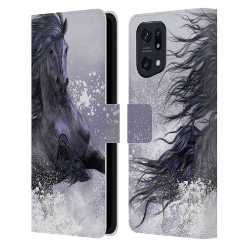 Laurie Prindle Western Stallion Winter Thunder Leather Book Wallet Case Cover For OPPO Find X5