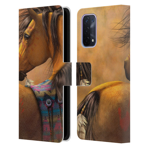 Laurie Prindle Western Stallion Kiowa Gold Leather Book Wallet Case Cover For OPPO A54 5G