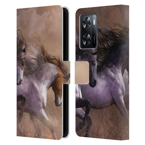 Laurie Prindle Western Stallion Run To Freedom Leather Book Wallet Case Cover For OPPO A57s