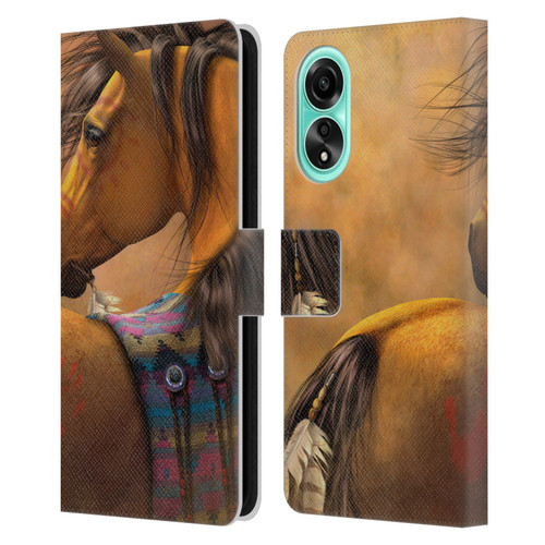 Laurie Prindle Western Stallion Kiowa Gold Leather Book Wallet Case Cover For OPPO A78 5G