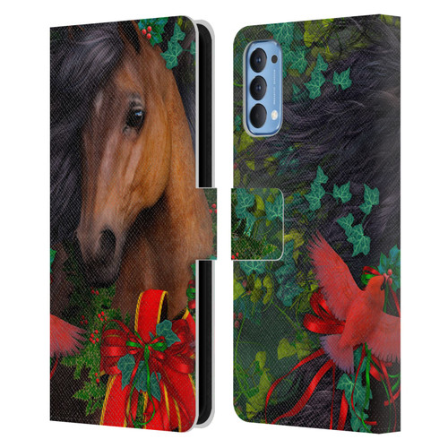 Laurie Prindle Western Stallion A Morgan Christmas Leather Book Wallet Case Cover For OPPO Reno 4 5G