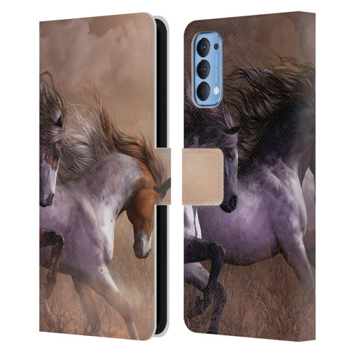 Laurie Prindle Western Stallion Run To Freedom Leather Book Wallet Case Cover For OPPO Reno 4 5G