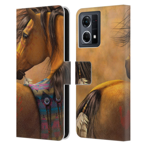 Laurie Prindle Western Stallion Kiowa Gold Leather Book Wallet Case Cover For OPPO Reno8 4G