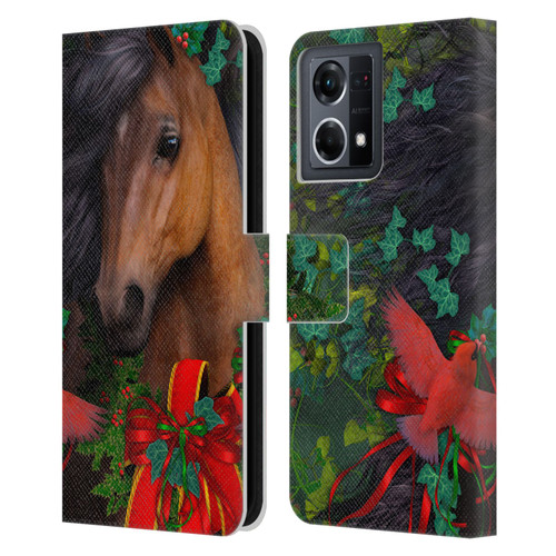 Laurie Prindle Western Stallion A Morgan Christmas Leather Book Wallet Case Cover For OPPO Reno8 4G