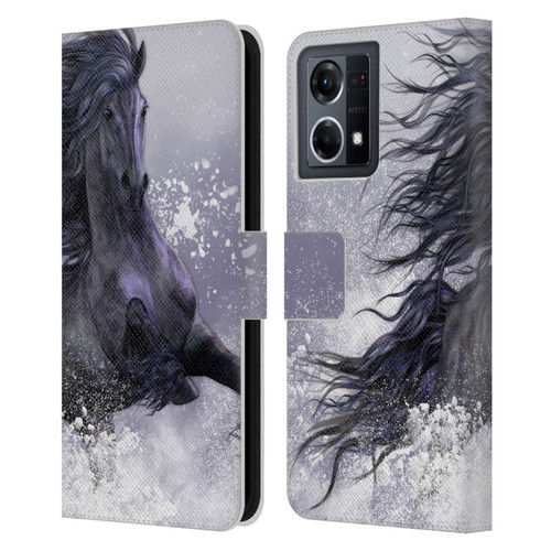 Laurie Prindle Western Stallion Winter Thunder Leather Book Wallet Case Cover For OPPO Reno8 4G