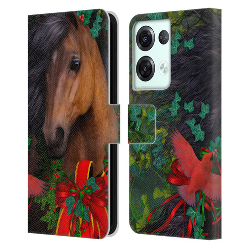 Laurie Prindle Western Stallion A Morgan Christmas Leather Book Wallet Case Cover For OPPO Reno8 Pro