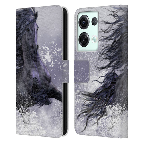 Laurie Prindle Western Stallion Winter Thunder Leather Book Wallet Case Cover For OPPO Reno8 Pro