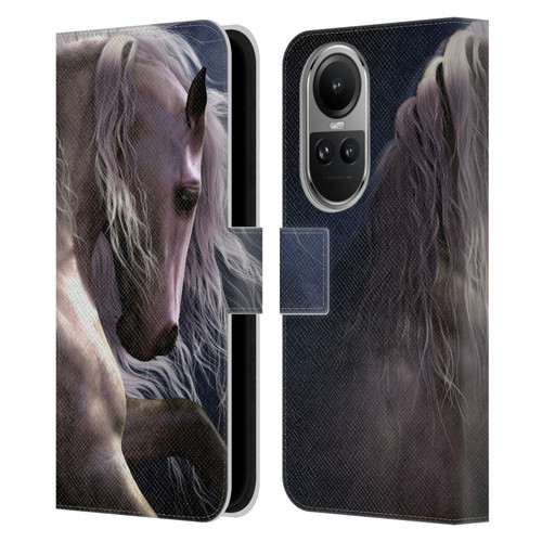 Laurie Prindle Western Stallion Night Silver Ghost II Leather Book Wallet Case Cover For OPPO Reno10 5G / Reno10 Pro 5G