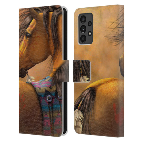 Laurie Prindle Western Stallion Kiowa Gold Leather Book Wallet Case Cover For Samsung Galaxy A13 (2022)