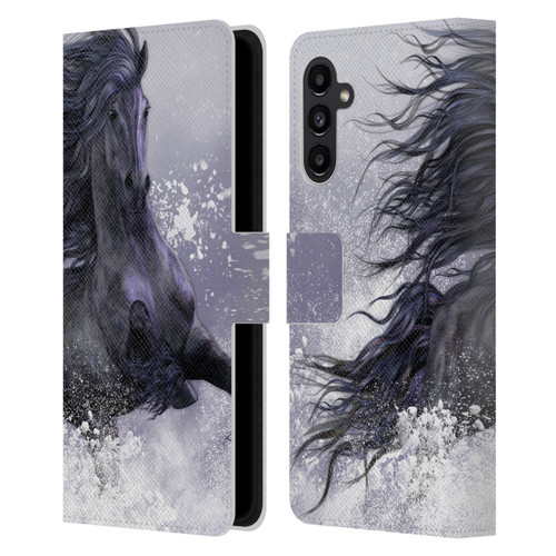 Laurie Prindle Western Stallion Winter Thunder Leather Book Wallet Case Cover For Samsung Galaxy A13 5G (2021)