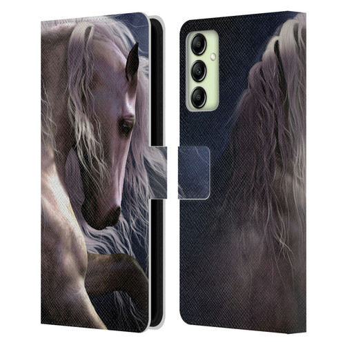 Laurie Prindle Western Stallion Night Silver Ghost II Leather Book Wallet Case Cover For Samsung Galaxy A14 5G