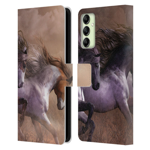 Laurie Prindle Western Stallion Run To Freedom Leather Book Wallet Case Cover For Samsung Galaxy A14 5G