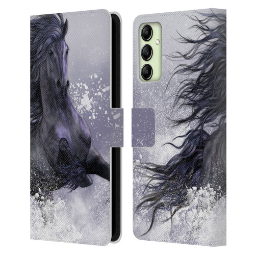 Laurie Prindle Western Stallion Winter Thunder Leather Book Wallet Case Cover For Samsung Galaxy A14 5G