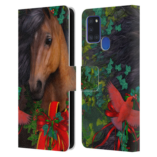 Laurie Prindle Western Stallion A Morgan Christmas Leather Book Wallet Case Cover For Samsung Galaxy A21s (2020)