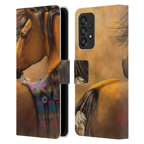 Laurie Prindle Western Stallion Kiowa Gold Leather Book Wallet Case Cover For Samsung Galaxy A33 5G (2022)