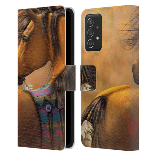 Laurie Prindle Western Stallion Kiowa Gold Leather Book Wallet Case Cover For Samsung Galaxy A53 5G (2022)