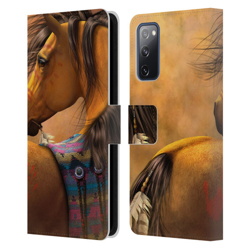 Laurie Prindle Western Stallion Kiowa Gold Leather Book Wallet Case Cover For Samsung Galaxy S20 FE / 5G