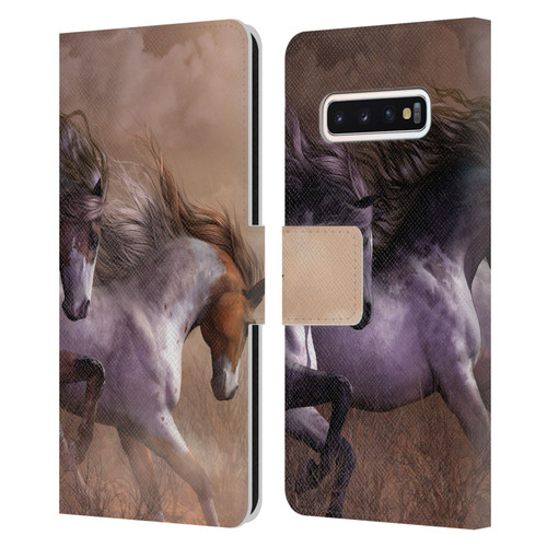 Laurie Prindle Western Stallion Run To Freedom Leather Book Wallet Case Cover For Samsung Galaxy S10