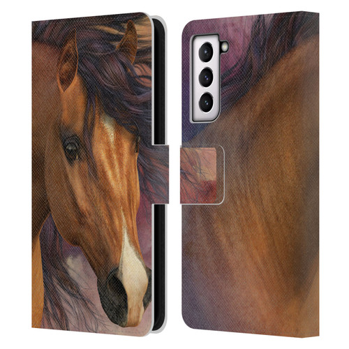 Laurie Prindle Western Stallion Flash Leather Book Wallet Case Cover For Samsung Galaxy S21 FE 5G