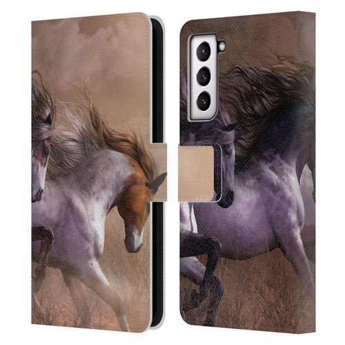 Laurie Prindle Western Stallion Run To Freedom Leather Book Wallet Case Cover For Samsung Galaxy S21 FE 5G