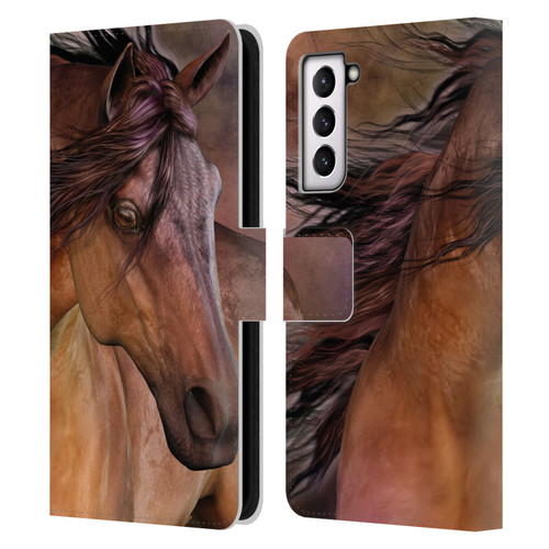 Laurie Prindle Western Stallion Belleze Fiero Leather Book Wallet Case Cover For Samsung Galaxy S21 5G