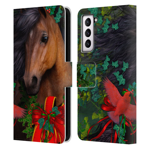 Laurie Prindle Western Stallion A Morgan Christmas Leather Book Wallet Case Cover For Samsung Galaxy S21 5G