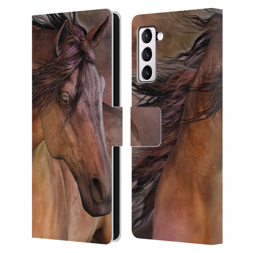 Laurie Prindle Western Stallion Belleze Fiero Leather Book Wallet Case Cover For Samsung Galaxy S21+ 5G