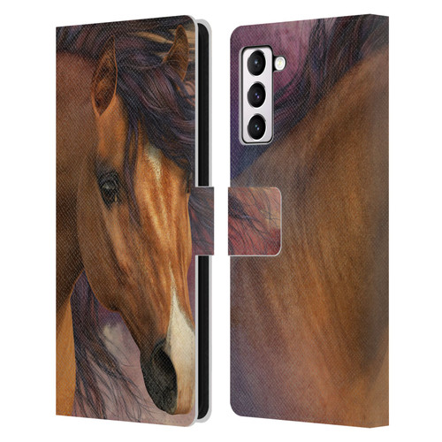 Laurie Prindle Western Stallion Flash Leather Book Wallet Case Cover For Samsung Galaxy S21+ 5G