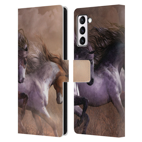 Laurie Prindle Western Stallion Run To Freedom Leather Book Wallet Case Cover For Samsung Galaxy S21+ 5G
