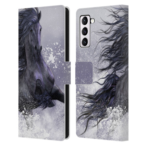 Laurie Prindle Western Stallion Winter Thunder Leather Book Wallet Case Cover For Samsung Galaxy S21+ 5G