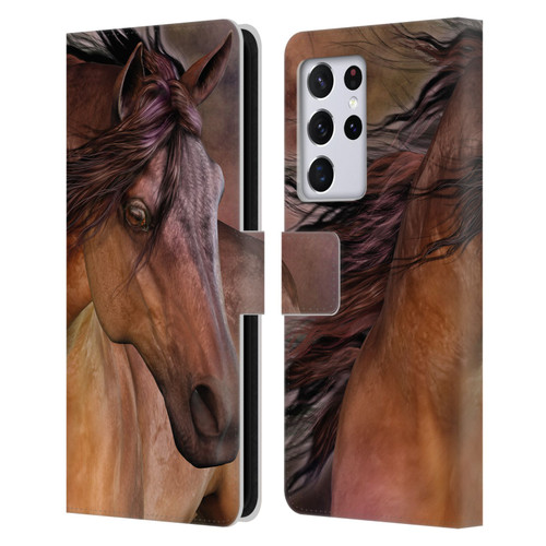 Laurie Prindle Western Stallion Belleze Fiero Leather Book Wallet Case Cover For Samsung Galaxy S21 Ultra 5G