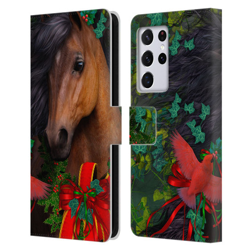 Laurie Prindle Western Stallion A Morgan Christmas Leather Book Wallet Case Cover For Samsung Galaxy S21 Ultra 5G
