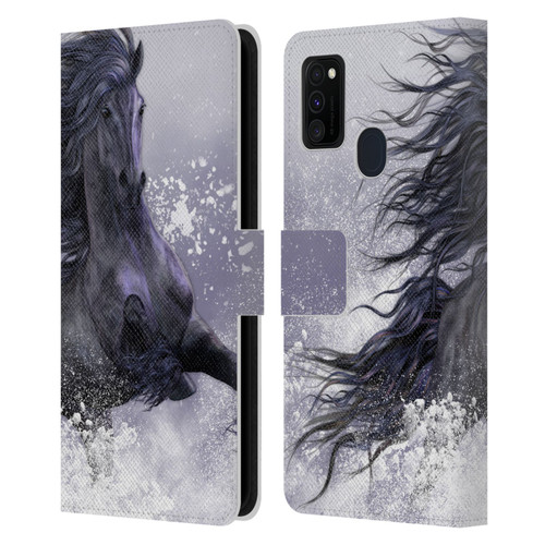 Laurie Prindle Western Stallion Winter Thunder Leather Book Wallet Case Cover For Samsung Galaxy M30s (2019)/M21 (2020)
