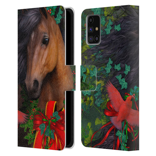 Laurie Prindle Western Stallion A Morgan Christmas Leather Book Wallet Case Cover For Samsung Galaxy M31s (2020)