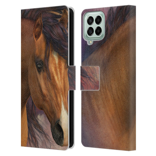 Laurie Prindle Western Stallion Flash Leather Book Wallet Case Cover For Samsung Galaxy M53 (2022)