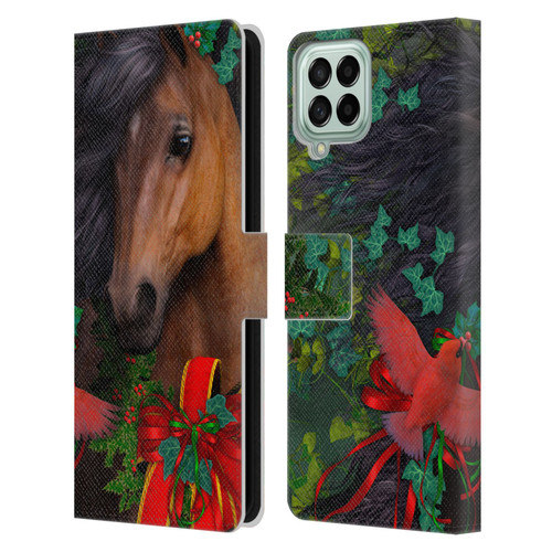 Laurie Prindle Western Stallion A Morgan Christmas Leather Book Wallet Case Cover For Samsung Galaxy M53 (2022)