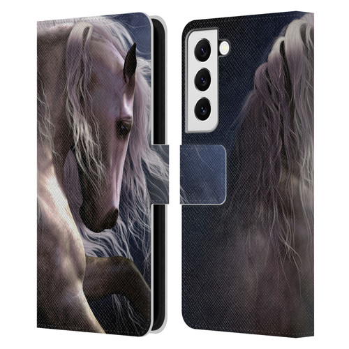 Laurie Prindle Western Stallion Night Silver Ghost II Leather Book Wallet Case Cover For Samsung Galaxy S22 5G