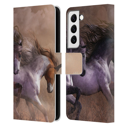 Laurie Prindle Western Stallion Run To Freedom Leather Book Wallet Case Cover For Samsung Galaxy S22 5G