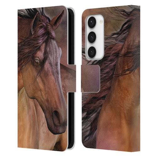 Laurie Prindle Western Stallion Belleze Fiero Leather Book Wallet Case Cover For Samsung Galaxy S23 5G
