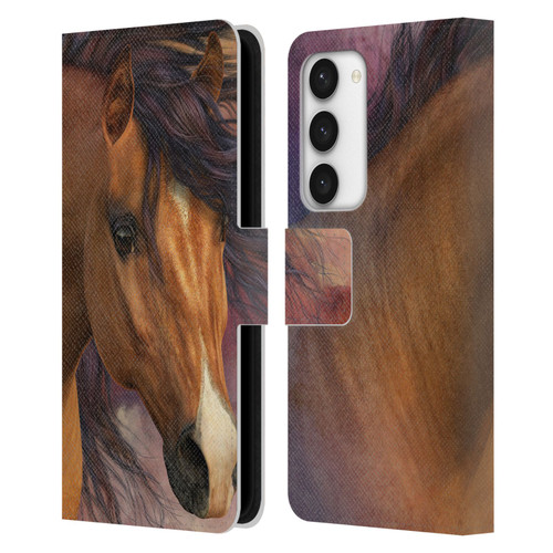 Laurie Prindle Western Stallion Flash Leather Book Wallet Case Cover For Samsung Galaxy S23 5G