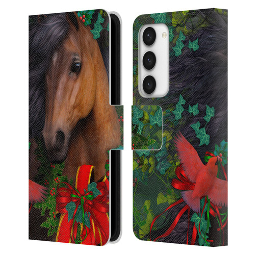 Laurie Prindle Western Stallion A Morgan Christmas Leather Book Wallet Case Cover For Samsung Galaxy S23 5G