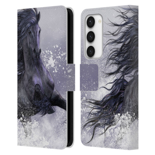 Laurie Prindle Western Stallion Winter Thunder Leather Book Wallet Case Cover For Samsung Galaxy S23 5G