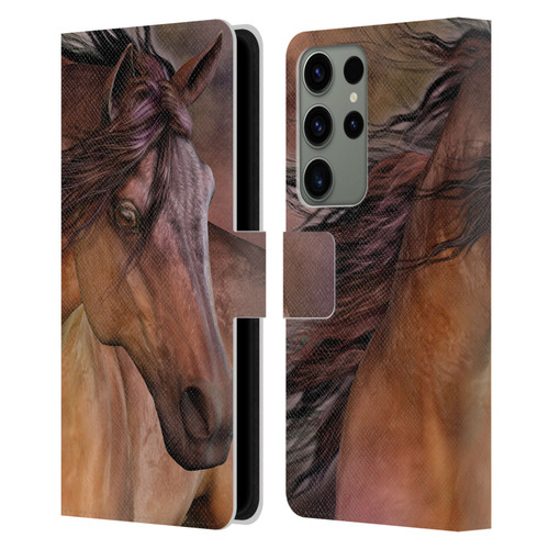 Laurie Prindle Western Stallion Belleze Fiero Leather Book Wallet Case Cover For Samsung Galaxy S23 Ultra 5G